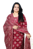 Crimson Red Printed cotton Kurta Set with soft cotton Dupatta – Classic Ethnic Elegance
