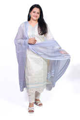 Beautifull creamy white suite gota patti work on kurta Organza dupatta