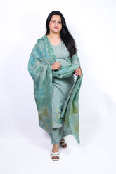 Pastel green beautiful embroidery on the kurta