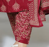 Crimson Red Printed cotton Kurta Set with soft cotton Dupatta – Classic Ethnic Elegance