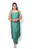 Elegant green noodle strep Kurti Palazzo