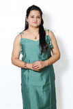 Elegant green noodle strep Kurti Palazzo