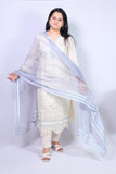 Beautifull creamy white suite gota patti work on kurta  Organza dupatta