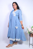 Angrakha pattern frock suit with work  Fabric mull chanderi