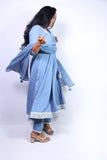 Angrakha pattern frock suit with work  Fabric mull chanderi