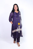 Puple mull cotton A-Line kurta pant