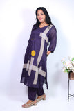 Puple mull cotton A-Line kurta pant