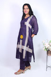 Puple mull cotton A-Line kurta pant