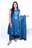 Printed cotton A-Line suit with palazzo soft mull dupatta