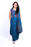 Printed cotton A Line suit with palazzo soft mull dupatta