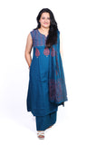 Printed cotton A Line suit with palazzo soft mull dupatta