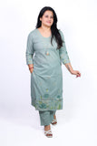 Pastel green beautiful embroidery on the kurta