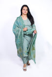 Pastel green beautiful embroidery on the kurta