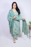Pastel green beautiful embroidery on the kurta